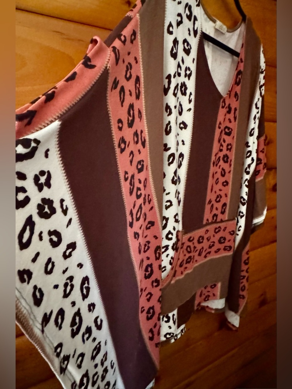 ODDY Mauve, Cream & Brown Knit Ultra Soft Cape